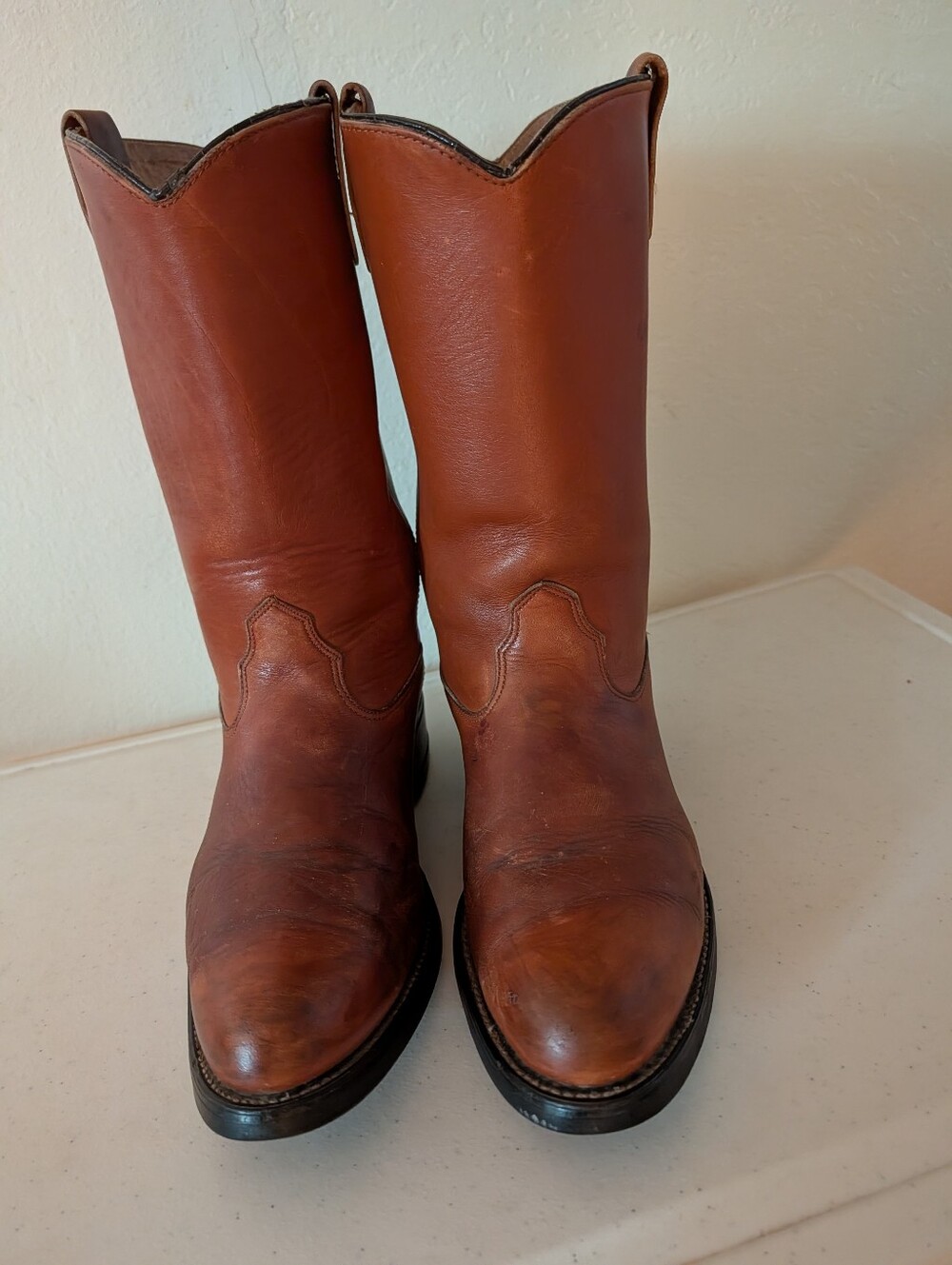 Men's Brown Leather Western Boots. Double H. Size 11 EE.